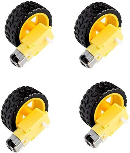 Bo Motor Dual Shaft And Wheels Smart Car Robot Gear Motor For Arduino, Black And Yellow Pack Of 4- Black, Yellow